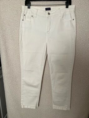 NYDJ White Cropped Stretch Ankle Jeans
